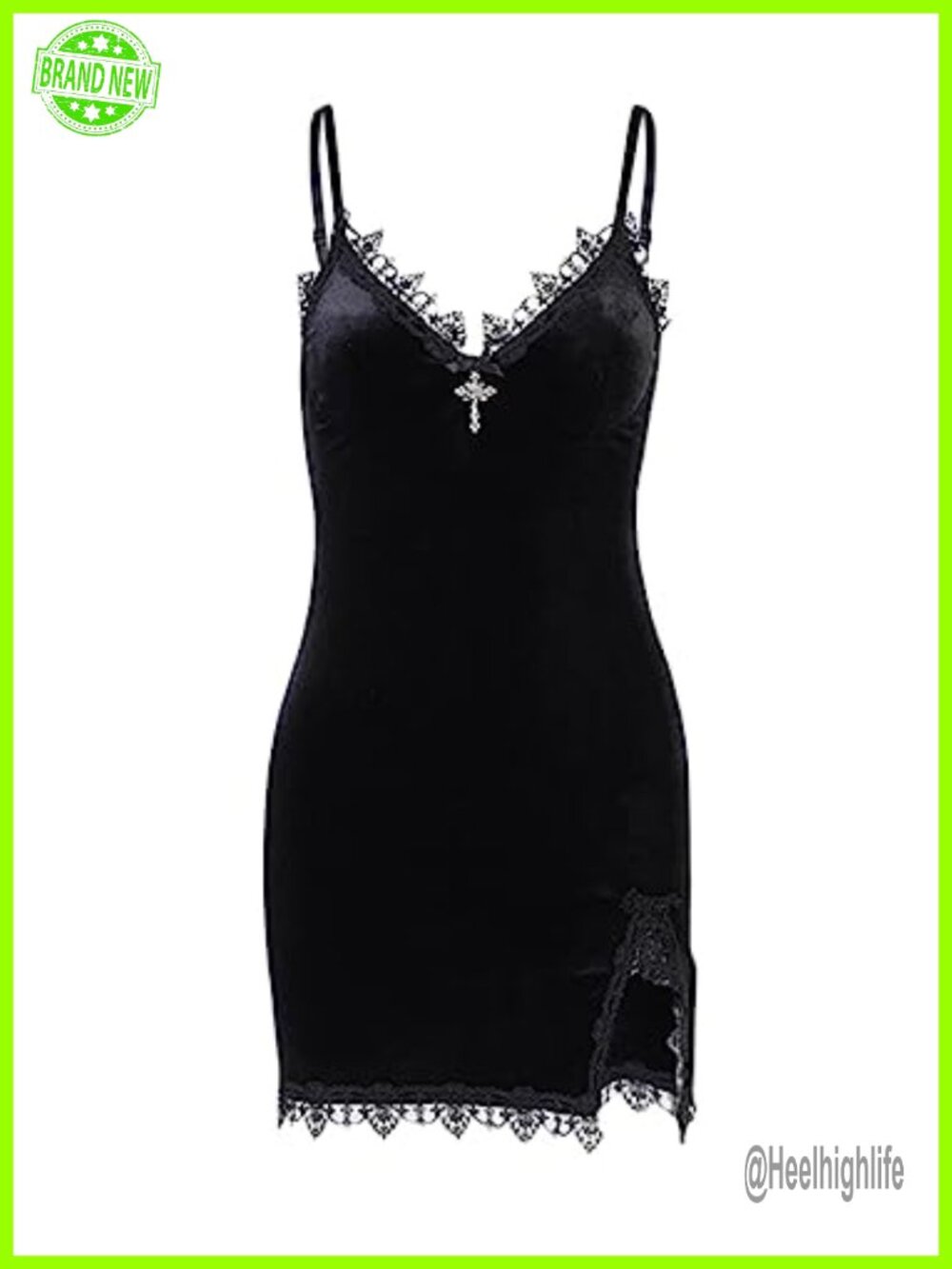 Women Gothic Velvet Mini Dress V-Neck Sleeveless Halter Backless Bodycon Lace